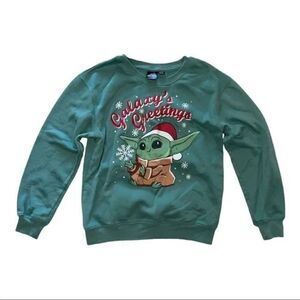 Star Wars Baby Yoda Christmas Sweater in Green Size L